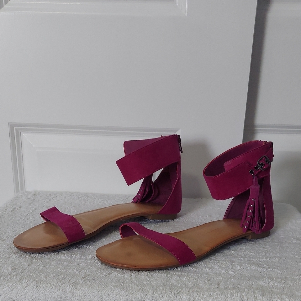 Dolce Vita Pink Fringe Sandals, Size 10